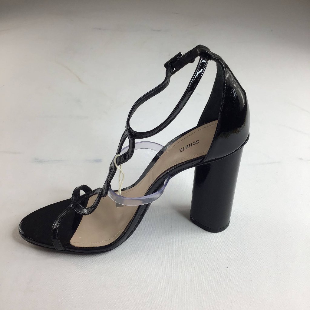 Schutz Womens Black Strap Sandals Block Heel Size Us 8